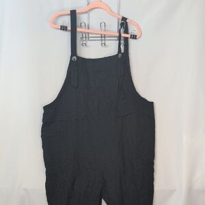 Classic Black Women's Cotton-Blend Overall Jumpsuit